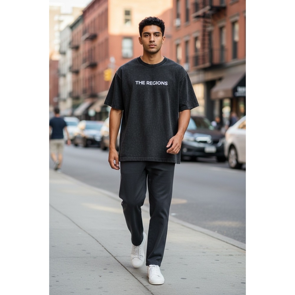 DCP LAB The Regions Acid Wash Black Graphic T-Shirt Relaxed Fit CAC4CKN Mens XL
